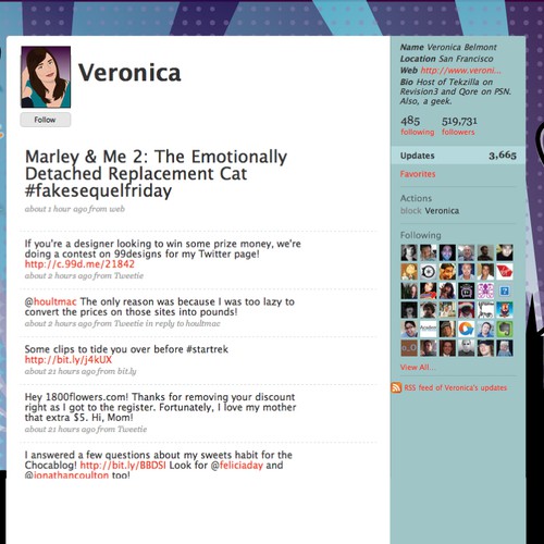 Twitter Background for Veronica Belmont Design by Brooke Macomber