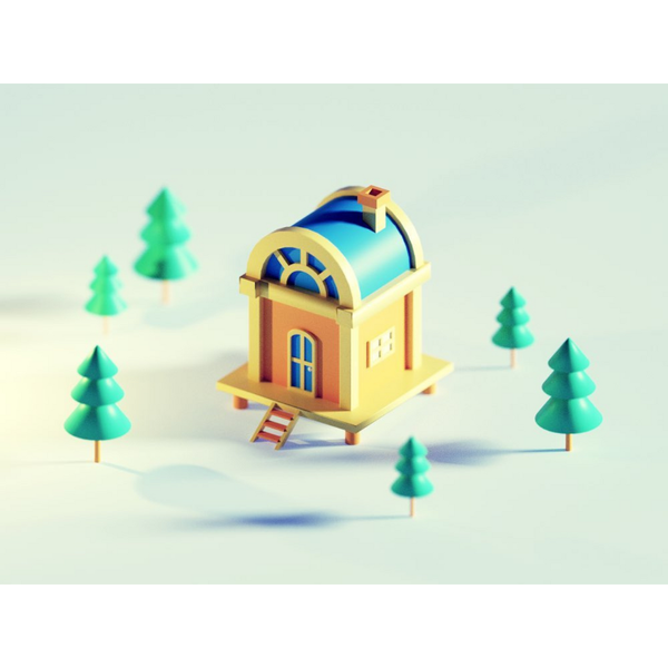 Isometric 3D House Illustration