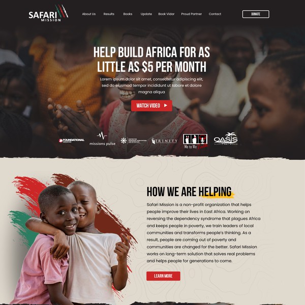 Design by Kelvin Junius titled "African Charity website"