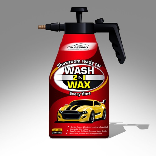 Design Glosspro "2 in 1 Car Wash and Wax" (Waterless Carwash)  Label por Yeni Rostislav