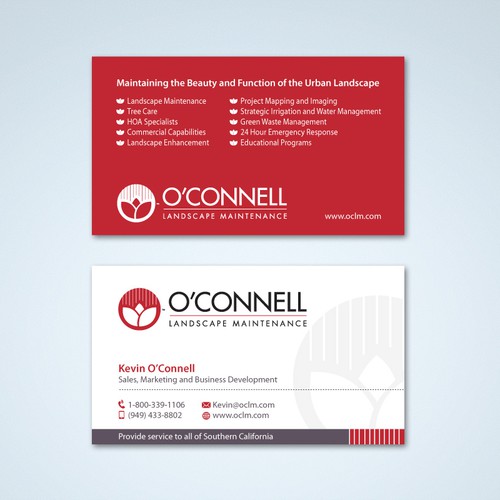 Business Card For O Connell Landscape, O Connell Landscape Maintenance