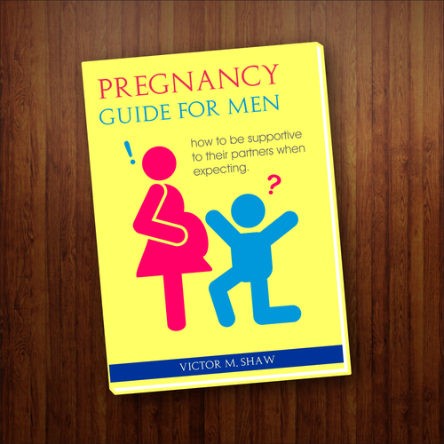 ebook cover design for book tittled Pregnancy guide for men. How to help during pregnancy. Design by iconAge