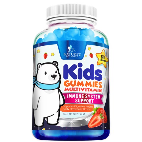 Tasty Kids Multivitamin Gummies Product Label for Nature's Nutrition Design by agooshe