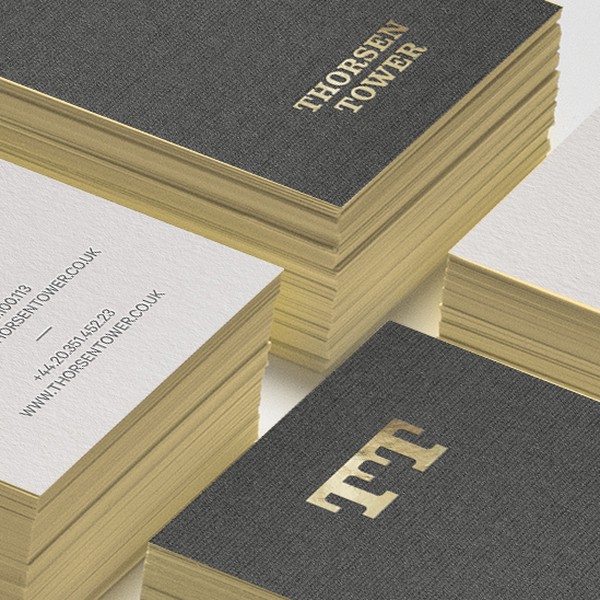 Business cards + golden foil