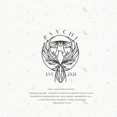 Psychi - a golden Phoenix and wild psilocybin mushrooms-ontwerp door congkek123