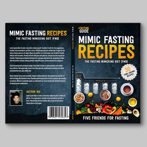 Design a fancy cover+basic layout for an e-book-based recipe book for the new fasting technique FMD Réalisé par 3dicon