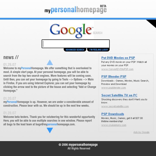 very clean web 2.0 startpage Diseño de phostermedia