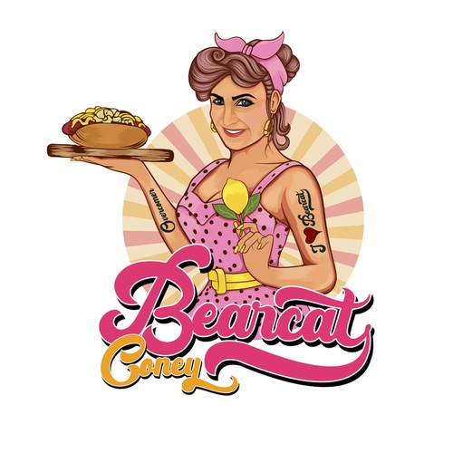 G-Rated Cartoon PinUp Girl girl logo for Retro Coney Hotdog restaurant Design by dannyoval