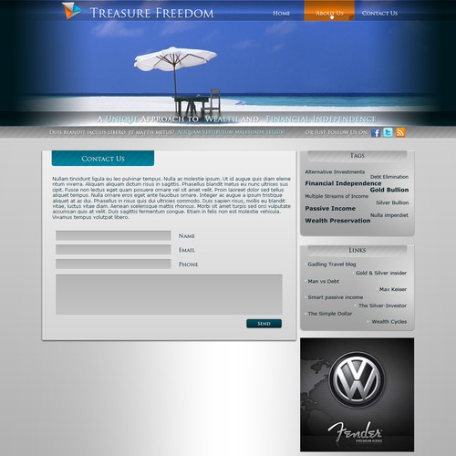 Financial Freedom Wordpress Blog Theme (Web 2.0) Design by Light Creek Studio
