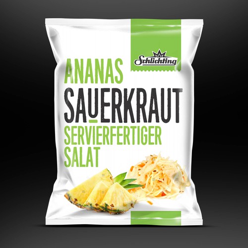 Stayin alife - Refresh an old fashion package for Salad with Sauerkraut, Pineapple and Apple-ontwerp door neoflexdesign