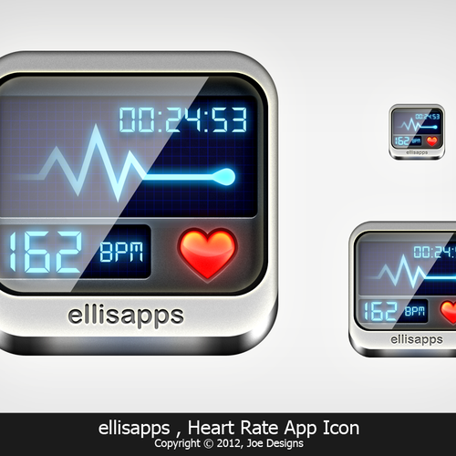 Need UNIQUE iPhone app icon for heart rate watch app! Design by Joekirei