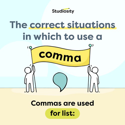 Comma rule infographic to appeal to students of any age Design by Laenoir