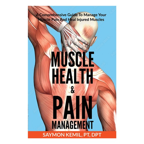 Book cover with a drawing images of the human anatomy combining muscles and bone structure. Design by DezignManiac