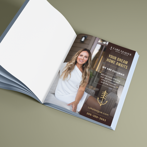 Need a full page magazine ad transitioning a new real estate company into town Design by Sajalonfire