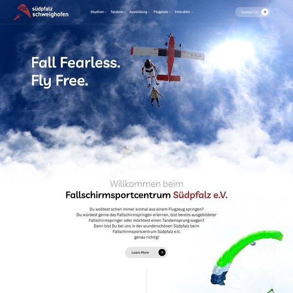 Skydiving web design