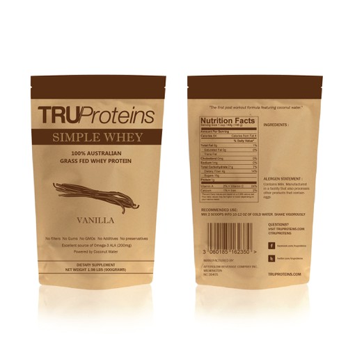 We need a simple, clean single color label for TruProteins product ...