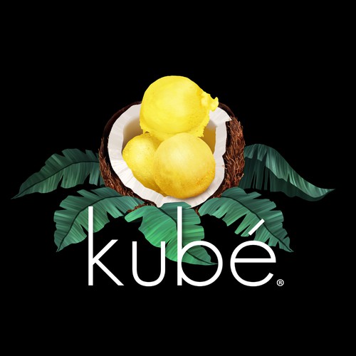 Design a graphic image for the BEST TASTING vegan ice cream manufacturer (kubé) and brand in Oakland Diseño de NinaĆu