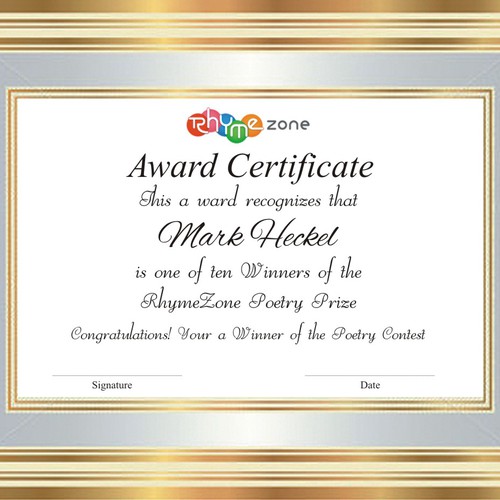 Create a beautiful award certificate for the RhymeZone Poetry Prize ...