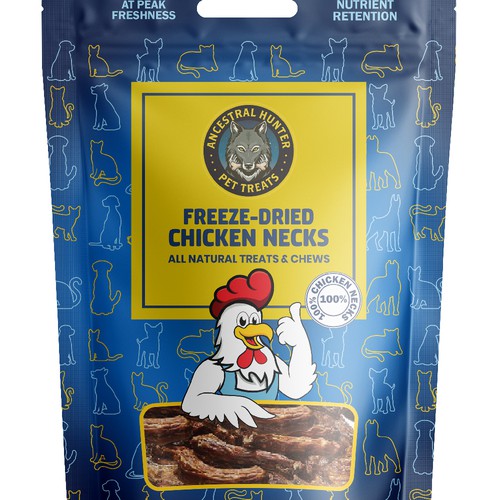 Design a fun and creative pet treat pouch label packaging for an all natural pet treat company Design by im4u