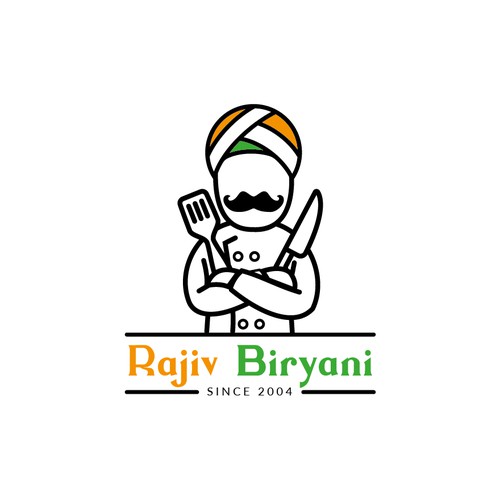 Indian Food Cloud Kitchen Logo Design, Rajiv Biryani Diseño de VictorChon