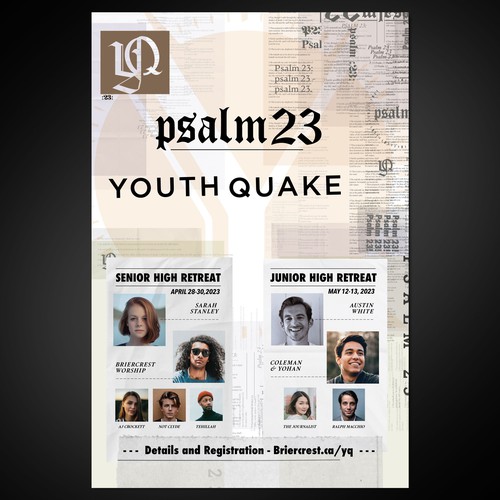 Newspaper themed poster for youth retreat Design by moonlighter