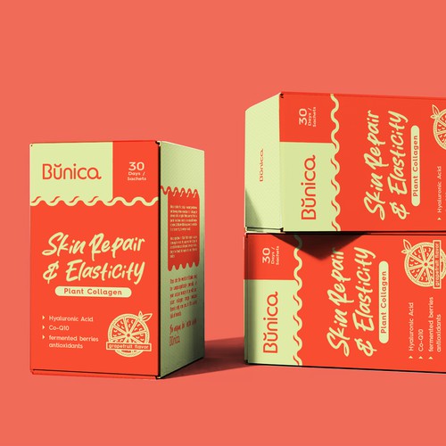 Collagen with personality. Clean and inviting box label design. Design by IleanaP