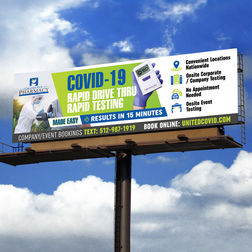 Billboard - Pharmacy offering nationwide drive up COVID-19 Rapid Testing Sites Design by Sebastian Roy