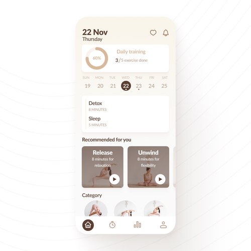 Stretching app with an aesthetic UI Design by Sandra Ry