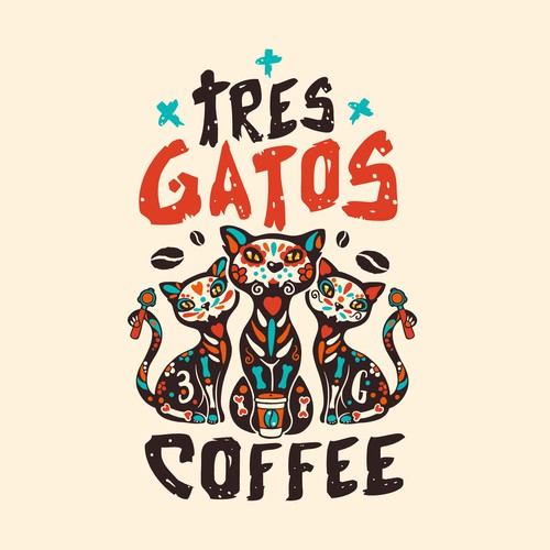 TRES GATOS COFFEE LOGO Design by vupeyadu ♥