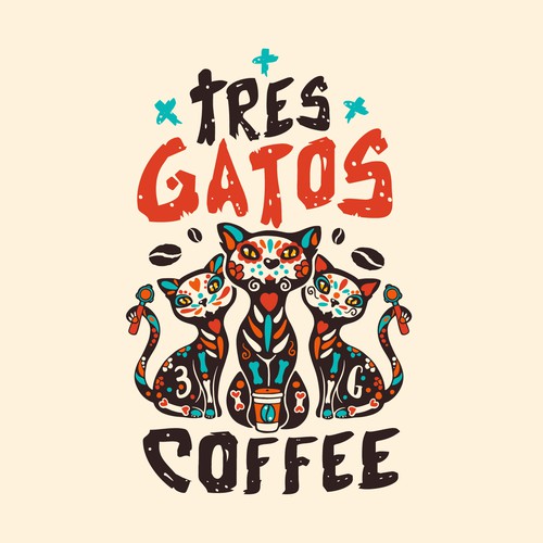 TRES GATOS COFFEE LOGO Design by vupeyadu ♥