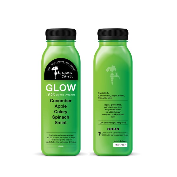 Diseño de Ruethairat.Me titulado "Green Carrot label"