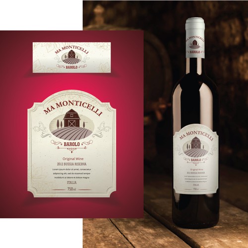 DESIGN A CLASSIC BAROLO WINE LABEL  FOR M A MONTICELLI 