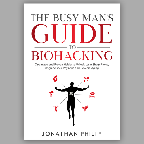 Exciting and unique book cover for mind, body, spirit and health optimization that appeals to men Design by Nitsua