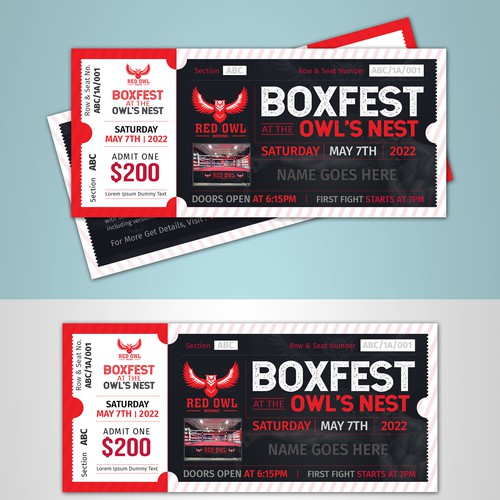 Designs Live Boxing Event Ticket Design Postcard, flyer or print contest