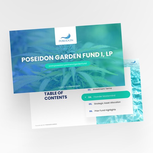 Visually stunning pitch deck template for a cannabis VC fund to appeal to investors Design by Rockslide