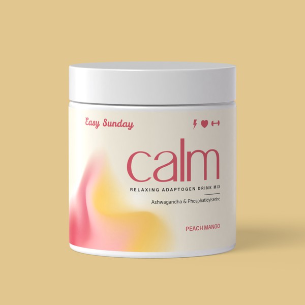 Design an attractive product label for a calming supplement.