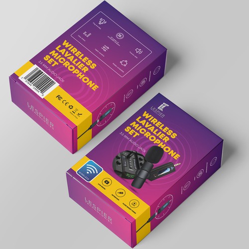 Need modern & catchy packaging design for wireless microphone set Design by #hjp