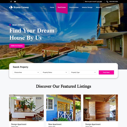 Diseño de REALESTATE WEBSITE DESIGN - BRYANA CONWAY de Udaan Technologies