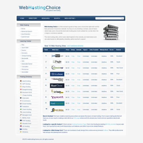 Redesign WebHostingChoice.com Design by judiart