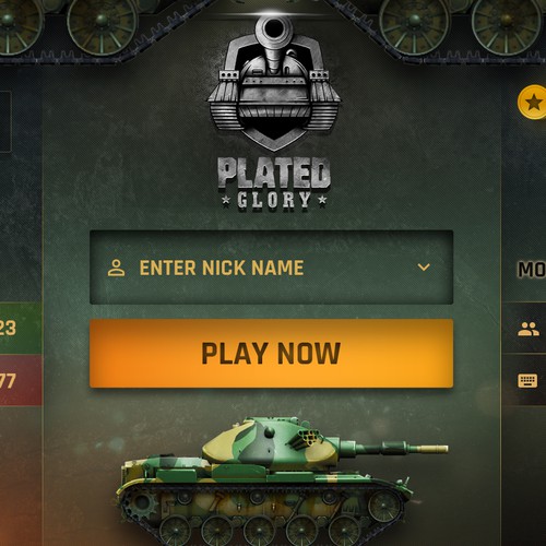 Design a main page for a mean tanks artillery mobile game Design by shamfeen