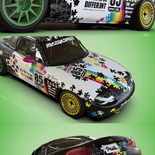 Autism Awareness Spec Miata Race Car Design by Andrei Sandu