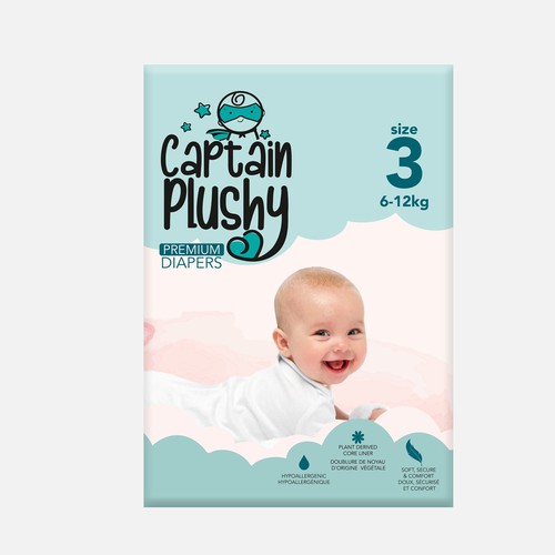 Packaging for playful baby diapers brand Design by Gergana ♥