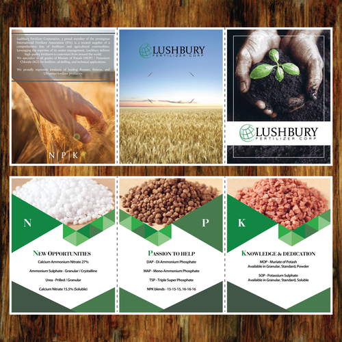 Tri-fold brochure, fertilizer company. | Brochure contest