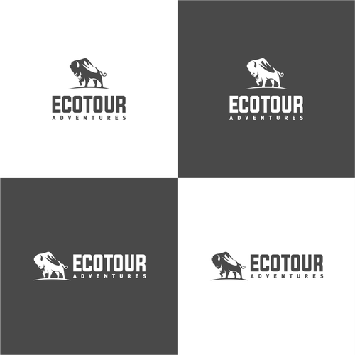 Creative Eco Tour logo integrating mountain  & bison Design by Unintended93
