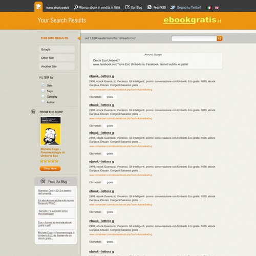 New design with improved usability for EbookGratis.It デザイン by Huntresss