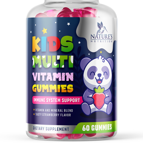 Tasty Kids Multivitamin Gummies Product Label for Nature's Nutrition Design by ZAKIGRAPH ®