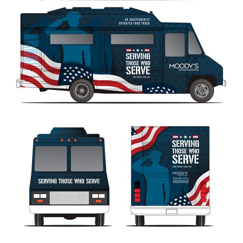 Navy Themed Food Truck Wrap Design Design by JavanaGrafix