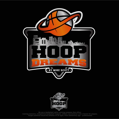 Create a sleek, athletic logo for Hoop Dreams by Mike Scott Design by Mark Takeuchi