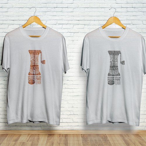 Coffee Collage T-Shirt Design Using Ink Made From Coffee Grounds Design by DeeStinct
