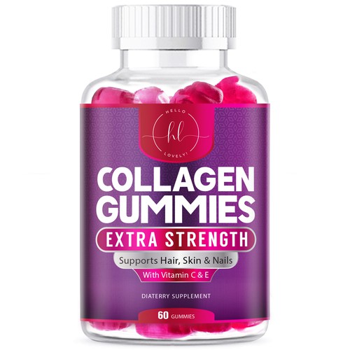 Design di Hello Lovely needs a Collagen Gummies product label di agooshe